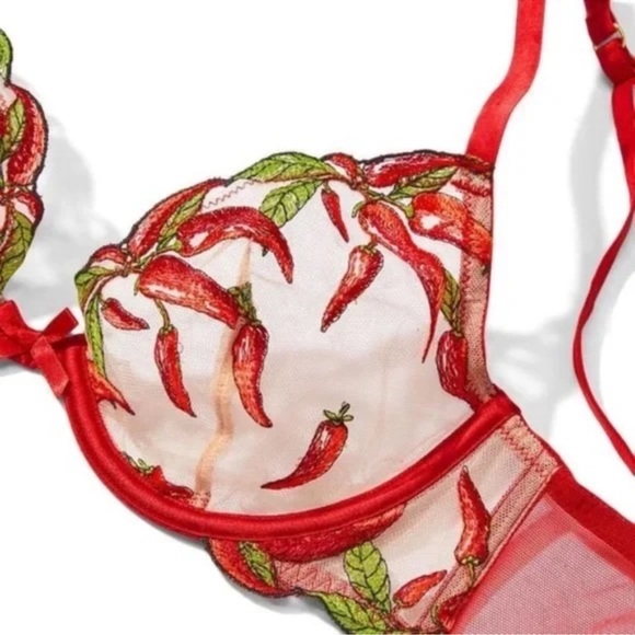 Victoria's Secret Very Sexy Unlined Chili Pepper Embroidered Floral Embroidered - Picture 4 of 9